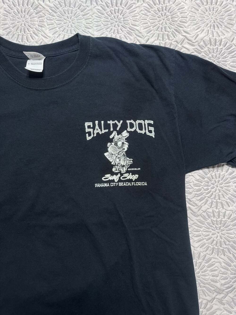 Salty Dog Surf Shop T-Shirt Size L Panama City Beach,FL Black Graphic Tee